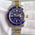 Knockoff Rolex Submariner 2-Tone Blue Dial Diamond Markers Watch_th.jpg